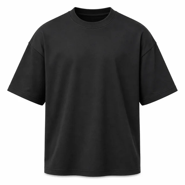 Front view of a charcoal oversized crew-neck T-shirt